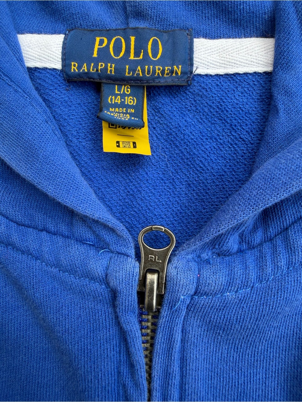 Polo Ralph Lauren Big Pony Boys Hoodie Royal Blue Full Zip Size L 14-16 - Picture 2 of 11